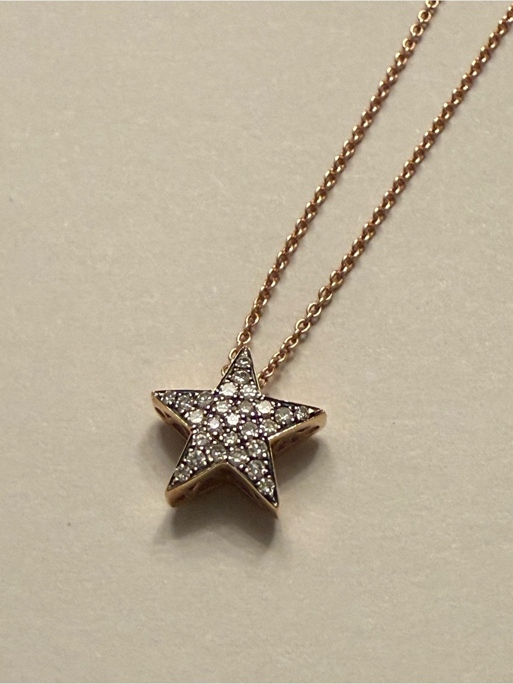 Selim Mouzannar 18K Rose Gold Necklace w/ White Diamond Pave Star Pendant, $2300